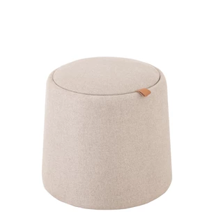 poef/bijzettafel- rond- textiel/hout- beige- Ø43.5x42.5cm