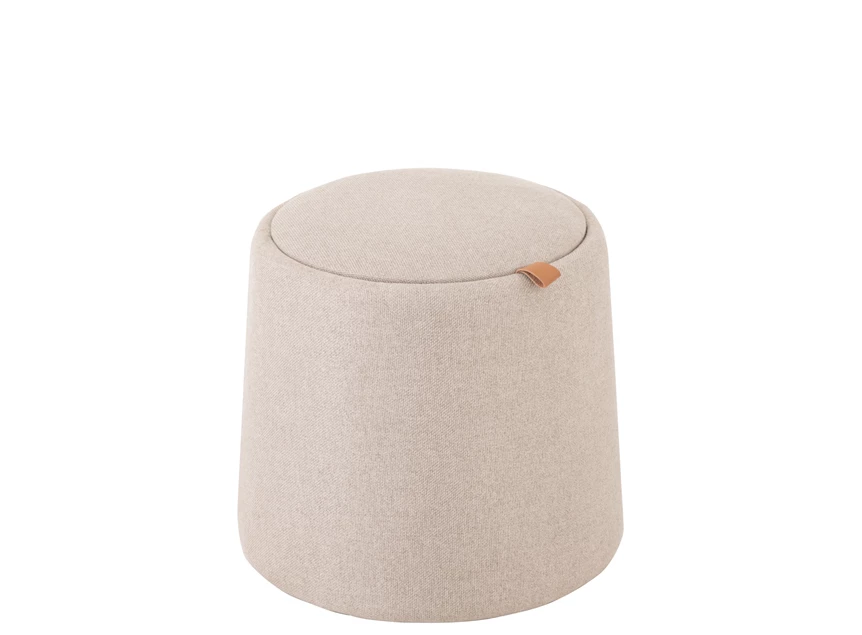poef/bijzettafel- rond- textiel/hout- beige- Ø43.5x42.5cm