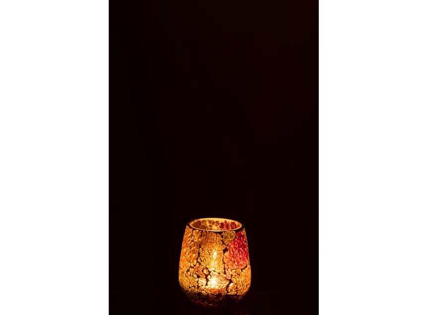 Sunset kaarsenhouder- glas- multi- medium- Ø10,5x12cm- donker 