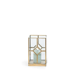 DL040 Dekocandle Lantern Square Brass + Beveled Glass