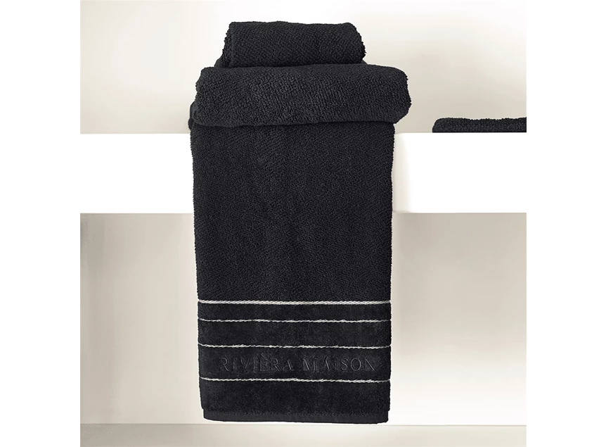 466970 Rivièra Maison RM elegant towel black handdoek zwart 50x100cm sfeer