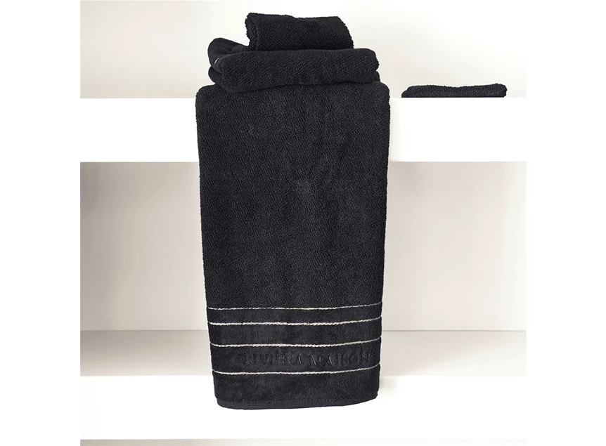 467010 Rivièra Maison RM elegant towel black zwart handdoek 140x70cm sfeer
