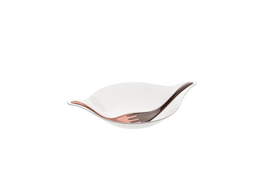 SALAD BOWL WITH SERVERS 31_LEAF L+ WHITE WITH COPPER/STONE_P1/4 KOZIOL