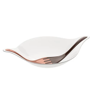 SALAD BOWL WITH SERVERS 31_LEAF L+ WHITE WITH COPPER/STONE_P1/4 KOZIOL