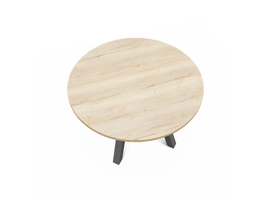 Veneto tafel Ø120cm halifax natuur eik tafelblad perfecta stockmodel bovenaanzicht