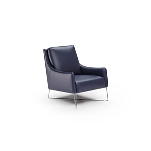 bijzetzetel Regina B903 fauteuil blauw leder gekruist onderstel natuzzi editions