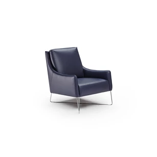 bijzetzetel Regina B903 fauteuil blauw leder gekruist onderstel natuzzi editions