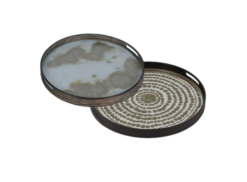 20373 Ethnicraft Gold Beads Tray L Ø61cm Duo 20361