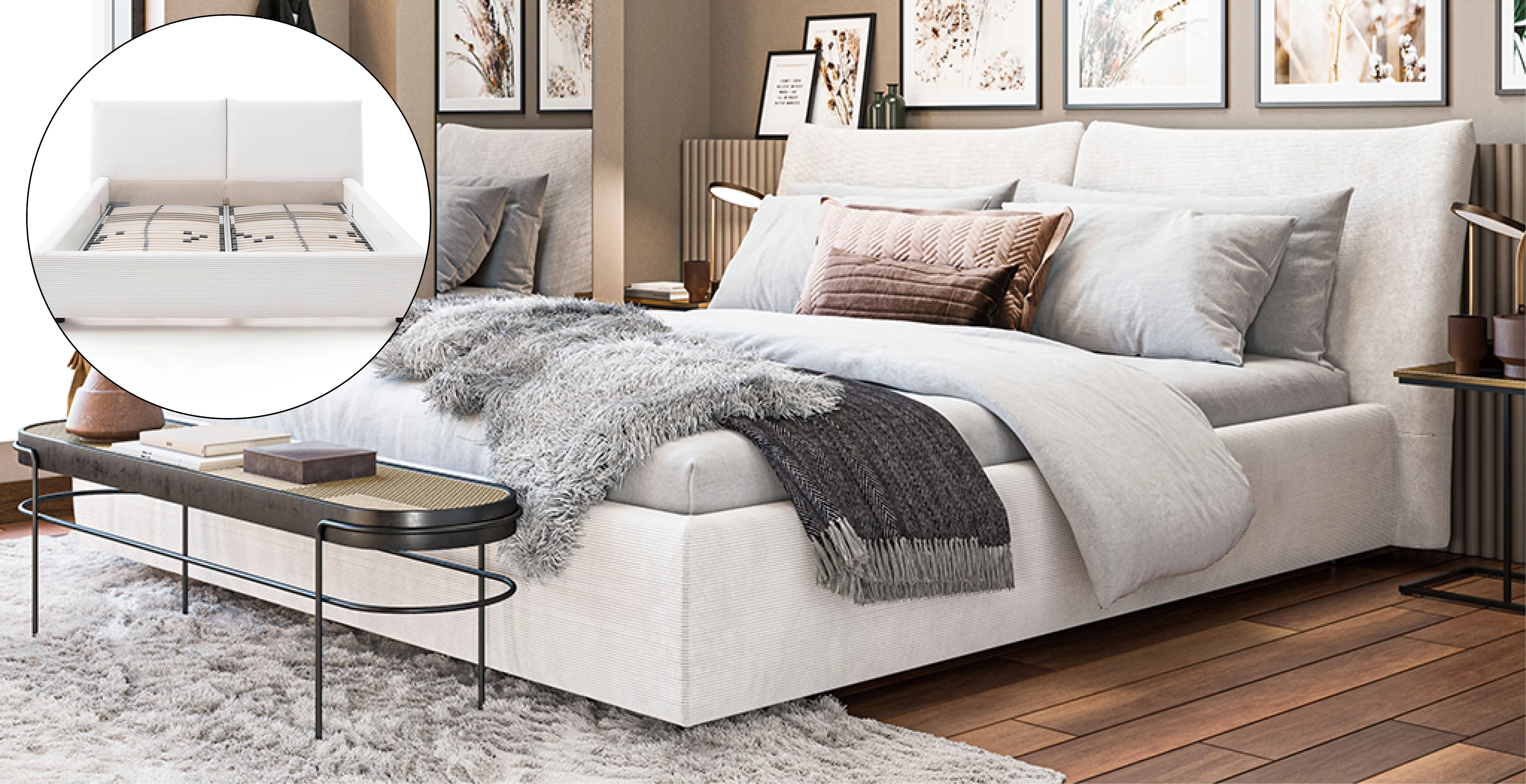 Bedkader Horus van Candy met detail lattenbodem